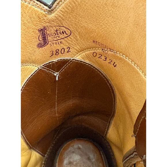 Vintage Justin Boots 3082 Brown Leather Western Cowboy Boots Men’s 6.5D Made USA - Picture 15 of 16